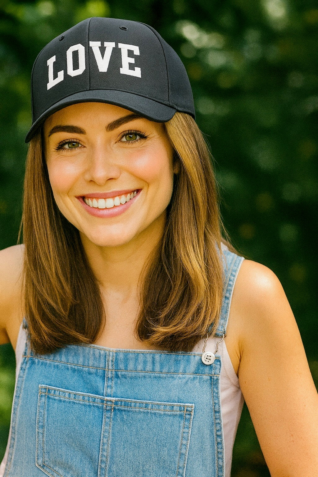 LOVE COLLEGIATE EMBROIDERED TRUCKER HAT (Black w/ White) Main image