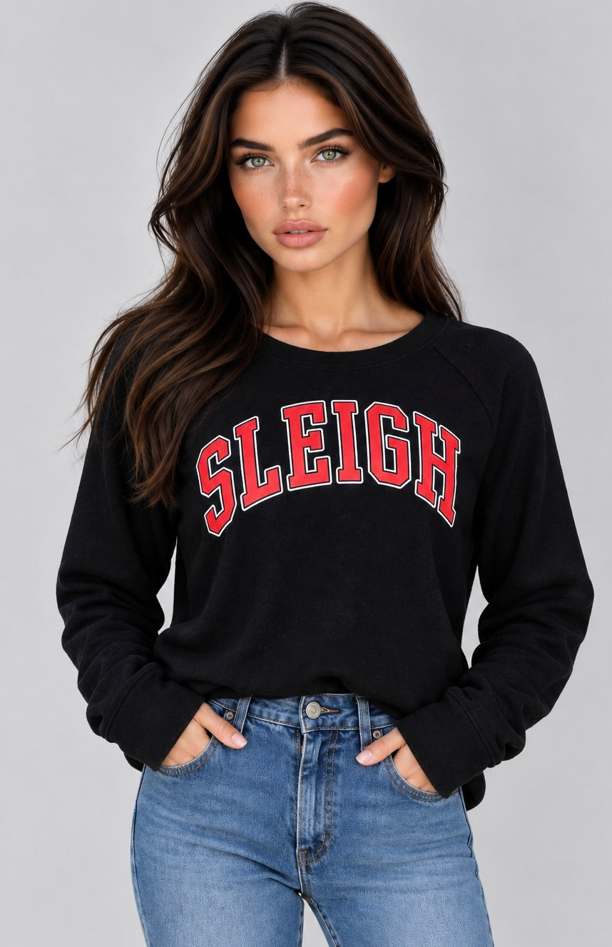 SLEIGH LIGHTWEIGHT BRUSHED FLEECE PULLOVER TOP (Black) Main image