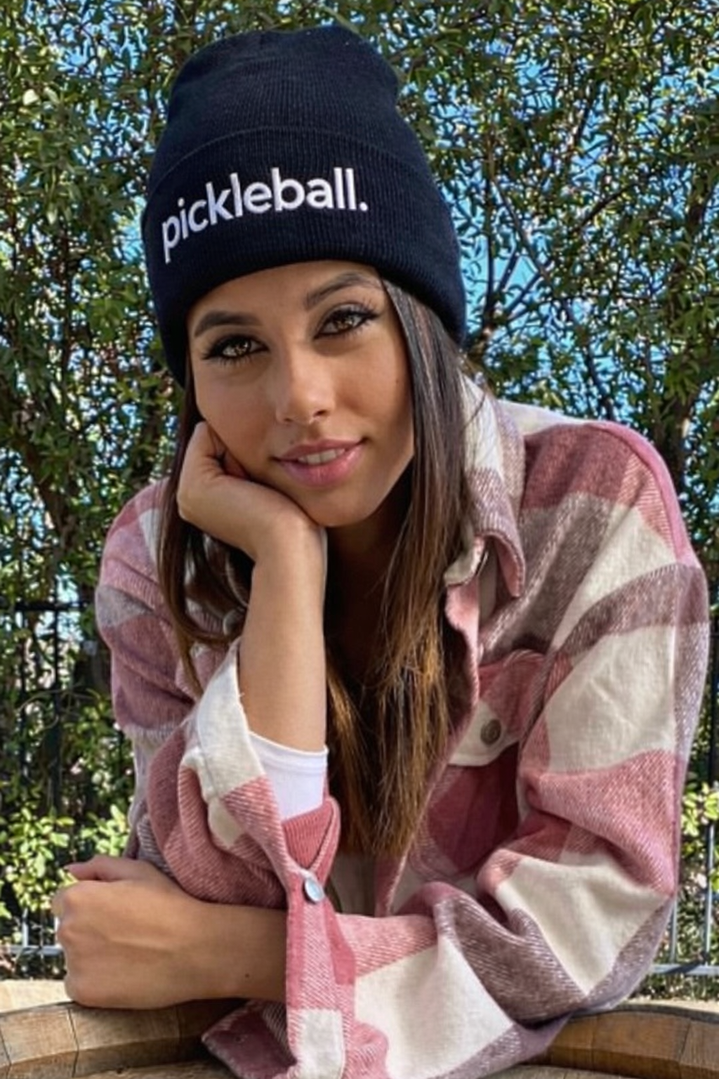 PICKLEBALL. EMBROIDERED CUFFED KNIT BEANIE  (Black) Main image