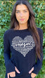 IMAGINE (WITH LYRICS) L/S TEE with a HEARTS GRAPHIC on ARM  (Black)