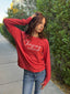 CHASING SUNSETS LIGHTWEIGHT BRUSHED FLEECE PULLOVER TOP (Red)