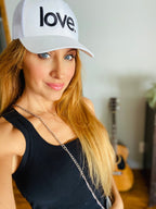 LOVE. EMBROIDERED TRUCKER HAT (White)