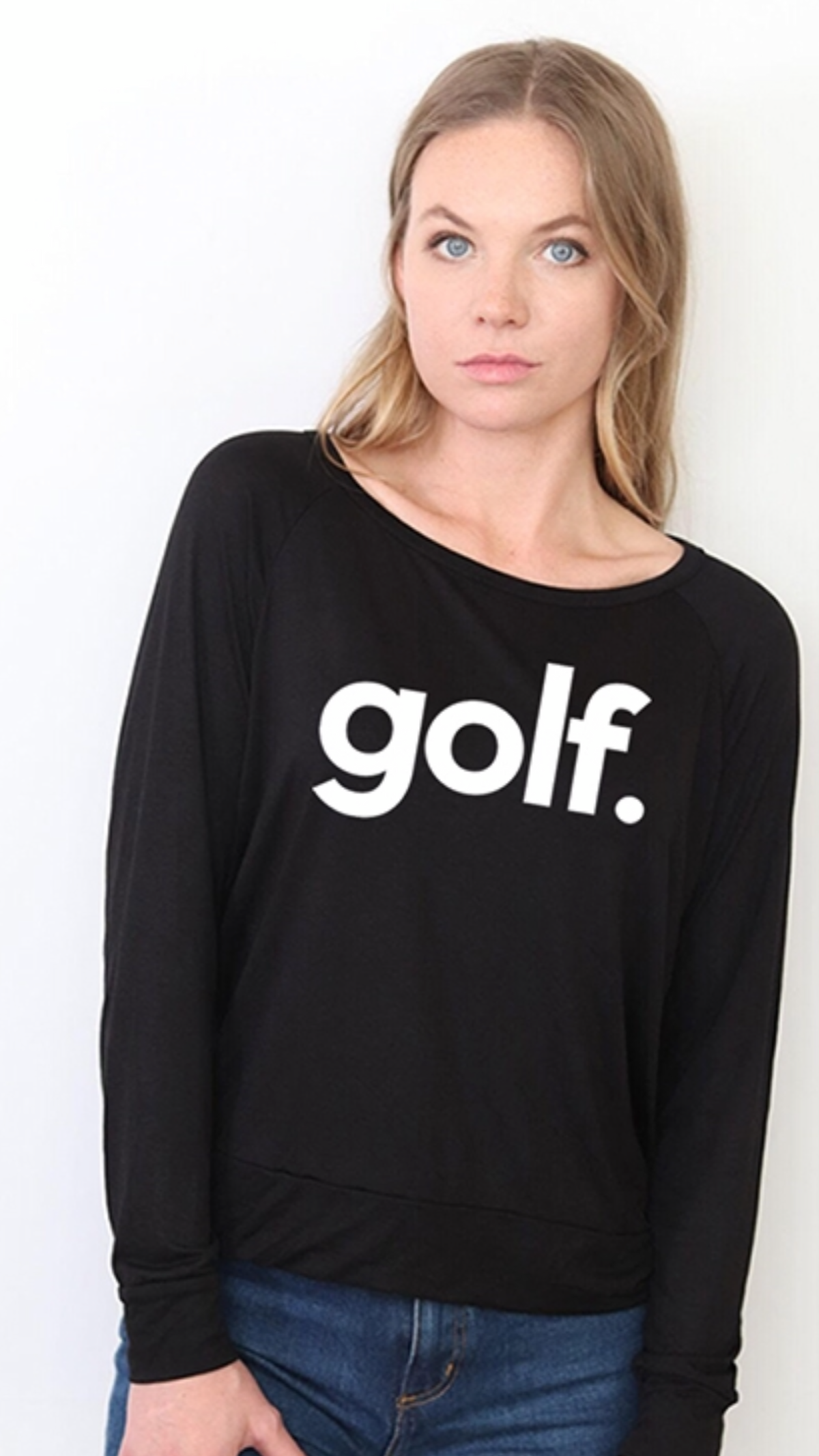 GOLF. L/S TEE with EAT, SLEEP, GOLF REPEAT on back (Black) Main image