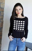 PICKLEBALL 5 ROW HEARTS L/S TEE with HEARTS on Arm (Black)
