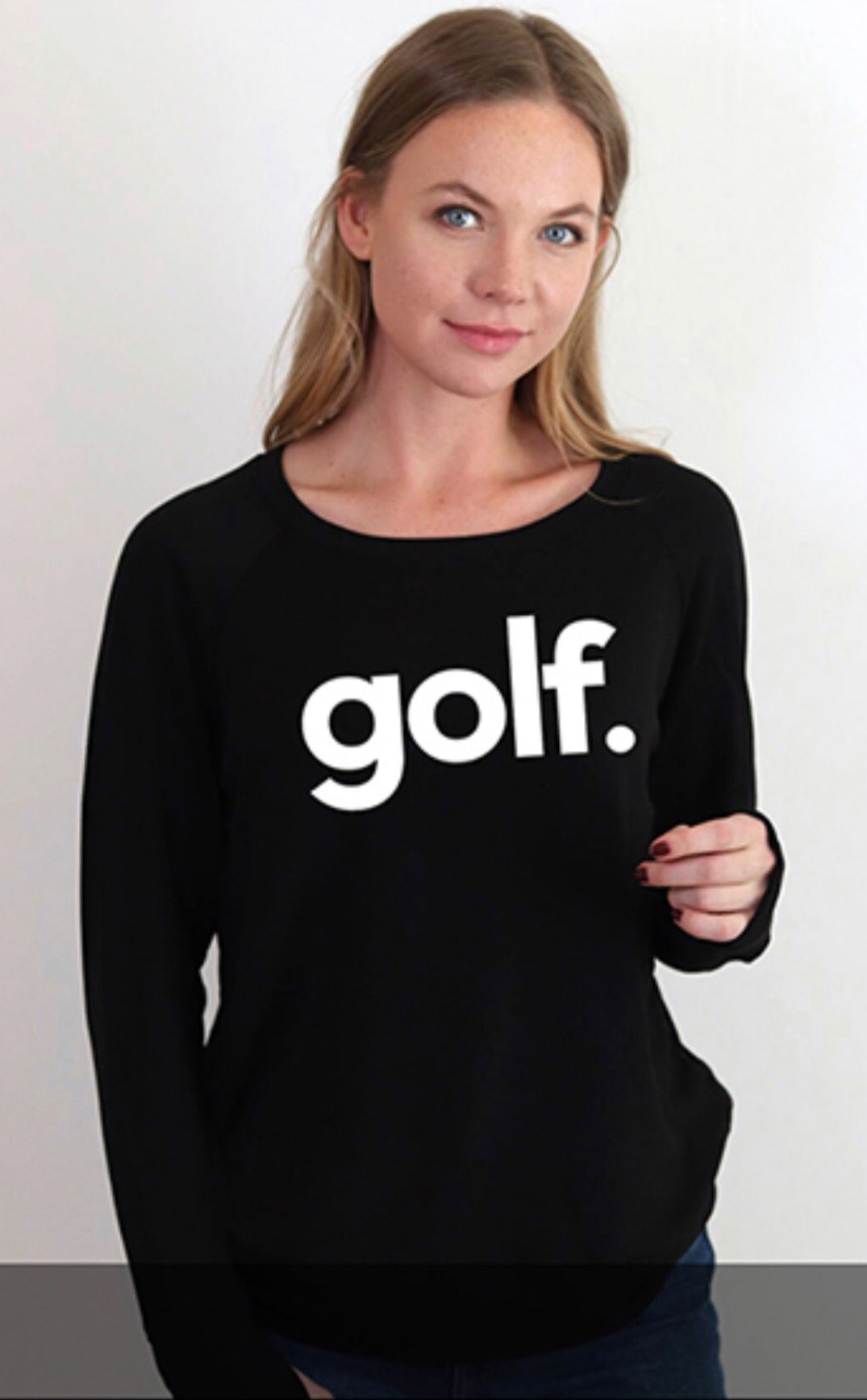 GOLF. LIGHTWEIGHT FLEECE SWEATSHIRT with "EAT, SLEEP, GOLF, REPEAT" on back. (Black) Main image