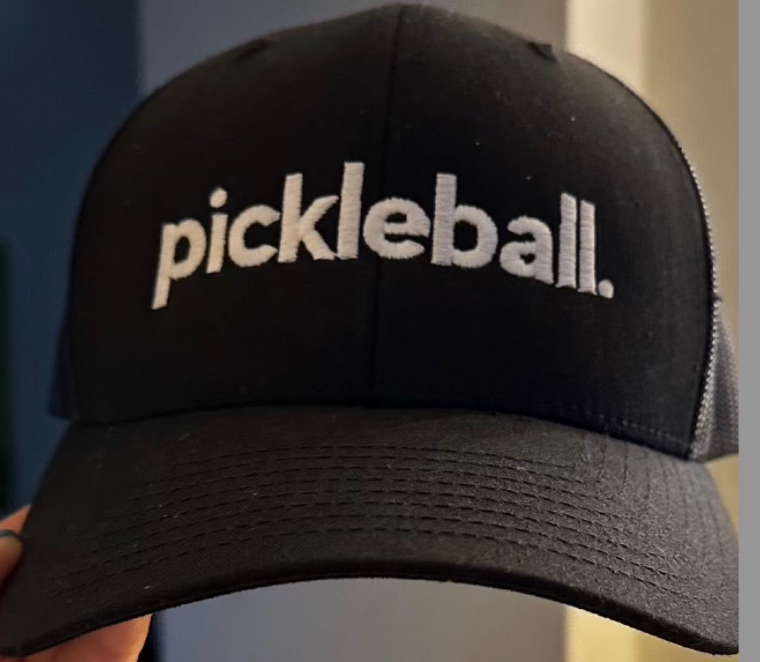 PICKLEBALL. EMBROIDERED TRUCKER HAT (Black)