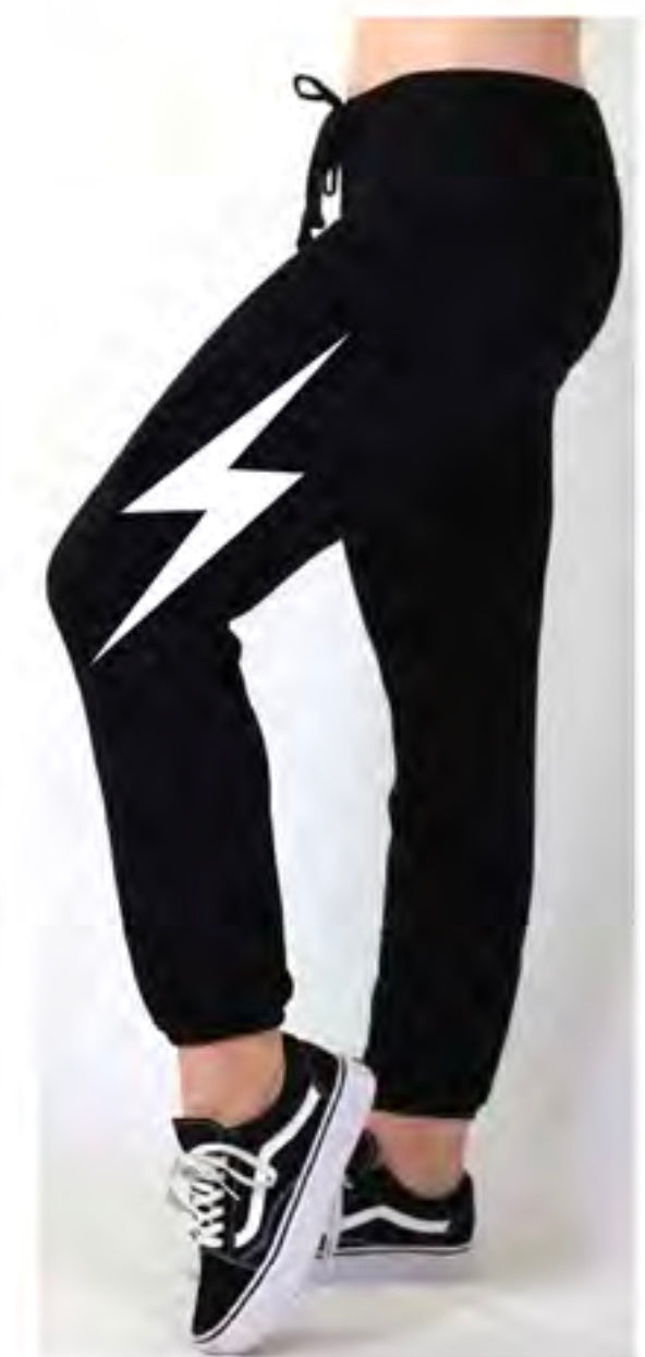 LIGHTNING BOLT LIGHTWEIGHT FLEECE JOGGER (Black)