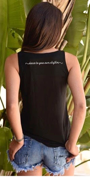 DANCE. TANK with 'DANCE TO YOUR OWN RHYTHM" on back (Black)