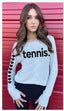 TENNIS LIGHTWEIGHT HACCI RIBBED SWEATER TOP (ASH GREY)