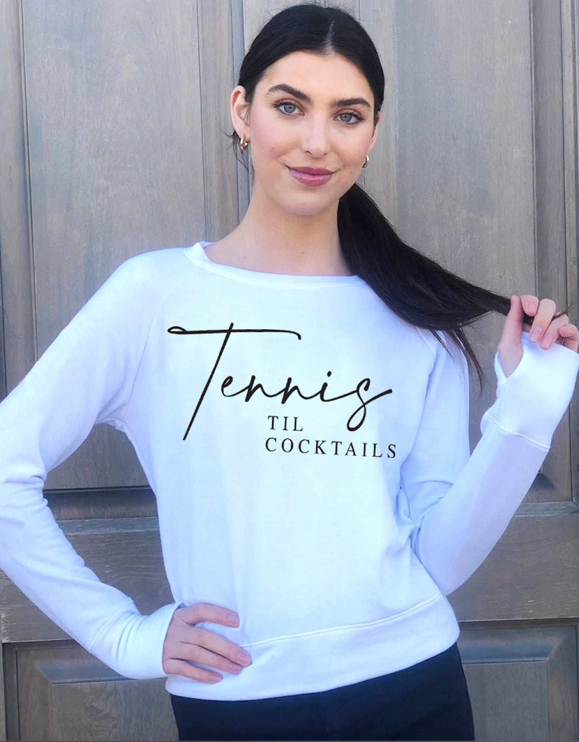 TENNIS TIL COCKTAILS LIGHTWEIGHT FLEECE PULLOVER (White) Main image