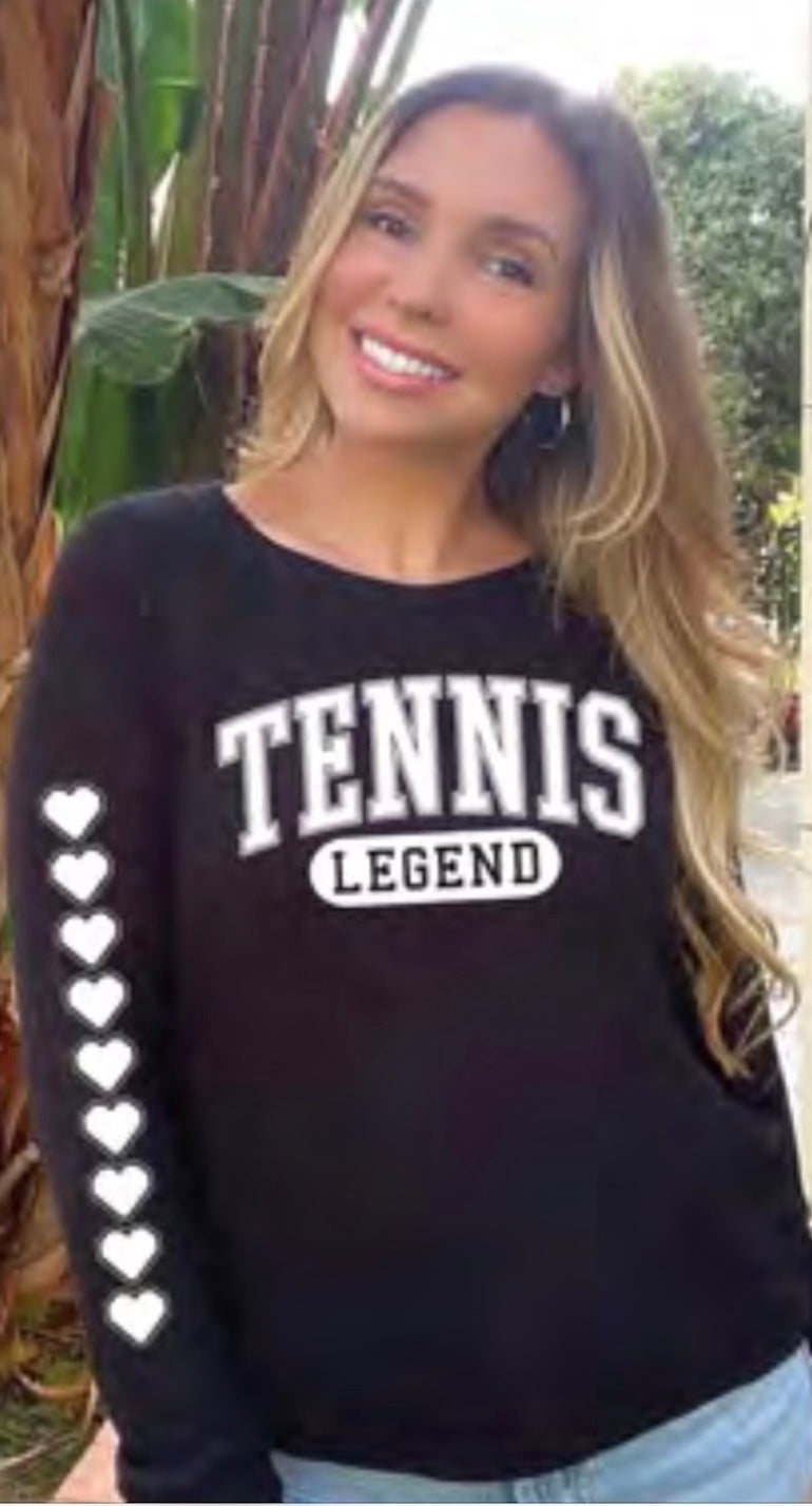 TENNIS LEGEND LIGHTWEIGHT HACCI RIBBED SWEATER TOP (Black) Main image