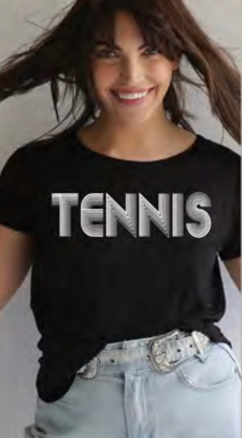 TENNIS RETRO  S/S CREW NECK TEE (Black) Main image