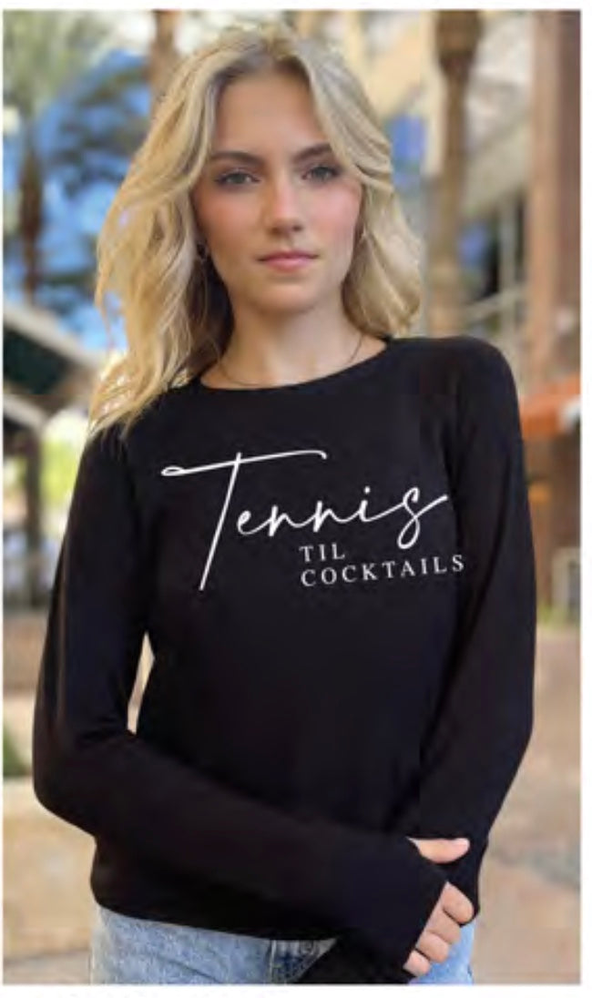 TENNIS TIL COCKTAILS LIGHTWEIGHT FLEECE PULLOVER (Black) Main image