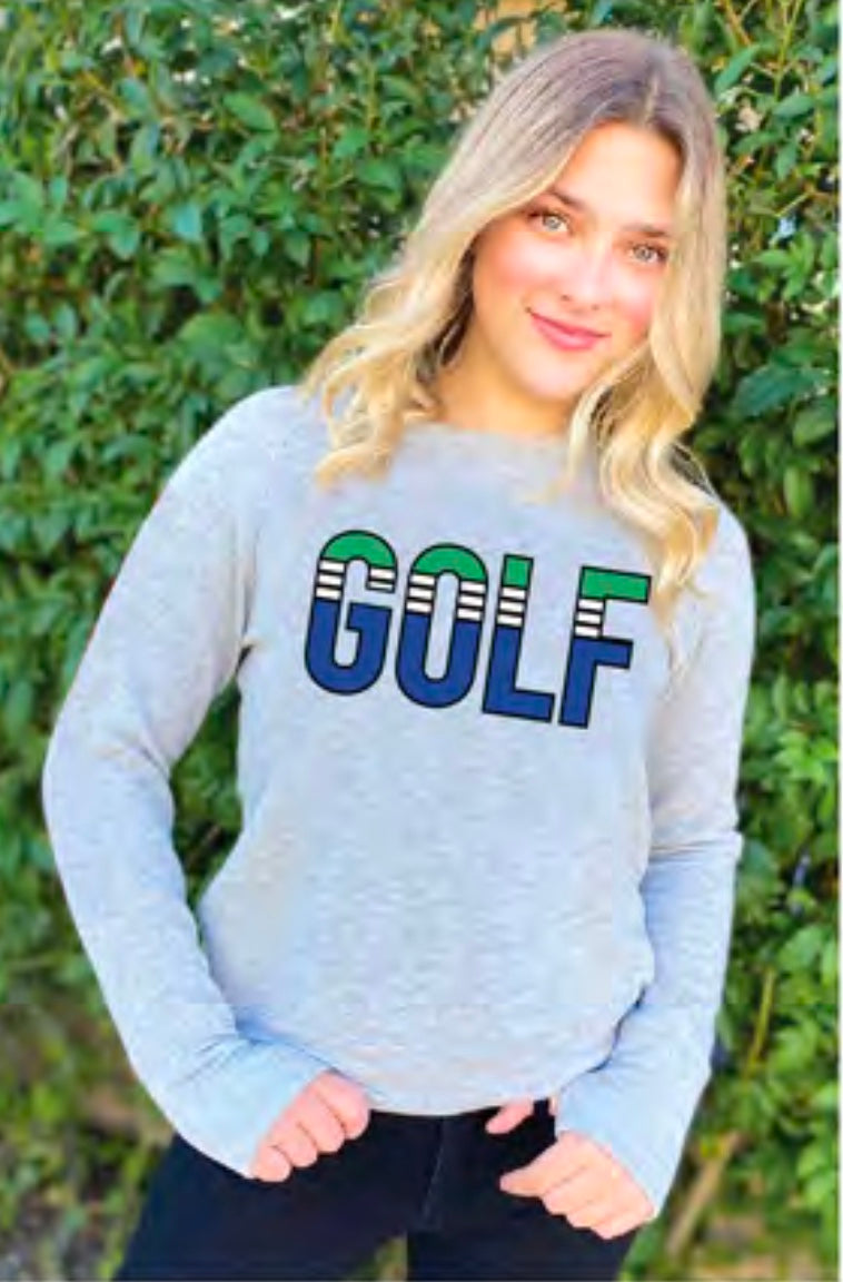 GOLF STRIPE LIGHTWEIGHT FLEECE PULLOVER SWEATSHIRT (Grey) Main image