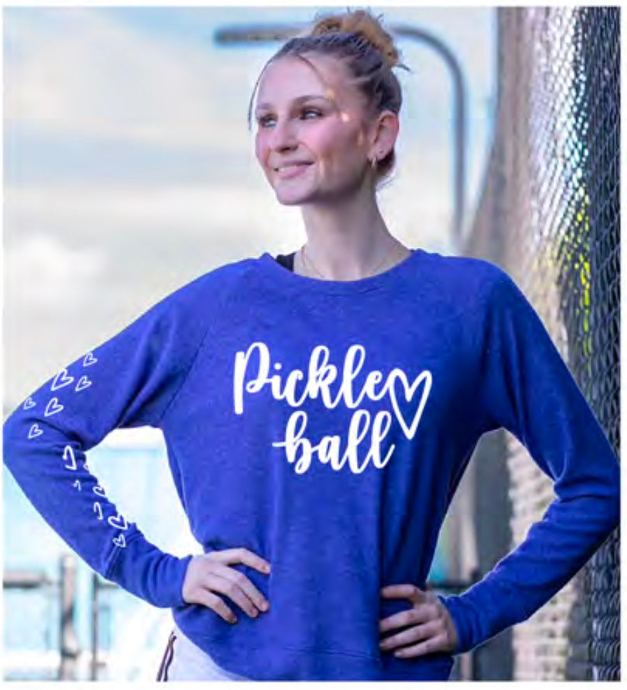 PICKLEBALL CURSIVE LIGHTWEIGHT BRUSHED FLEECE PULLOVER TOP (Navy) Main image