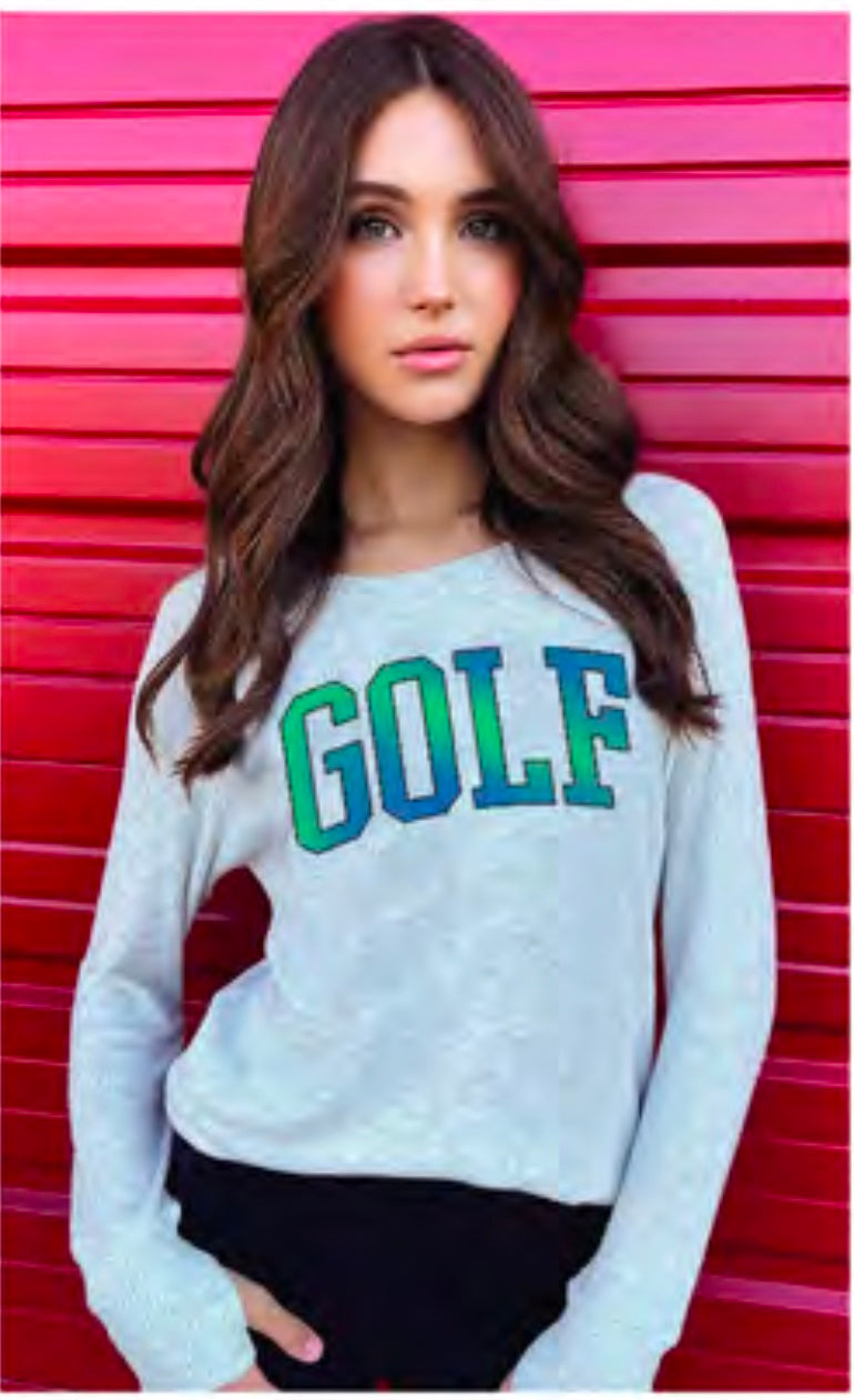 GOLF COLLEGIC LIGHTWEIGHT HACCI RIBBED SWEATER TOP (ASH GREY)