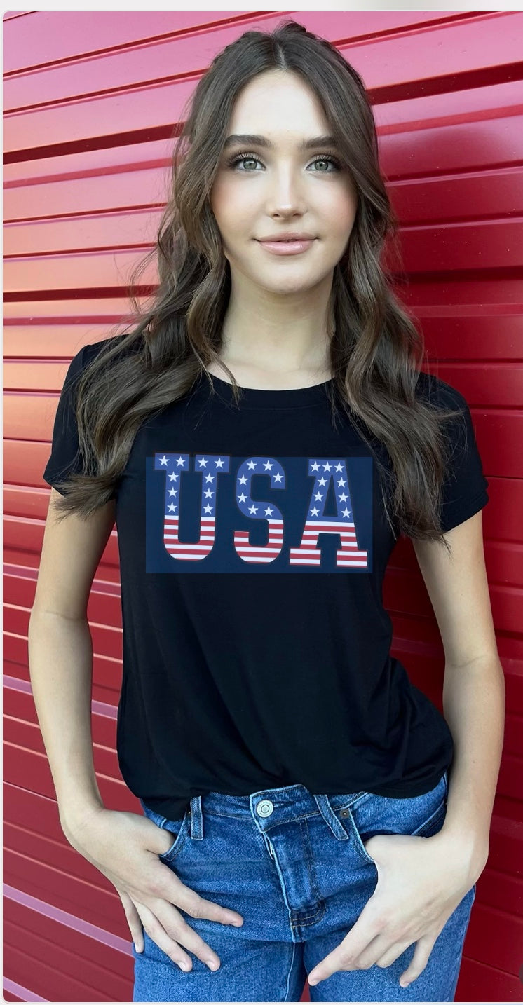 USA AMERICANA S/S CREW NECK TEE. (Black) Main image