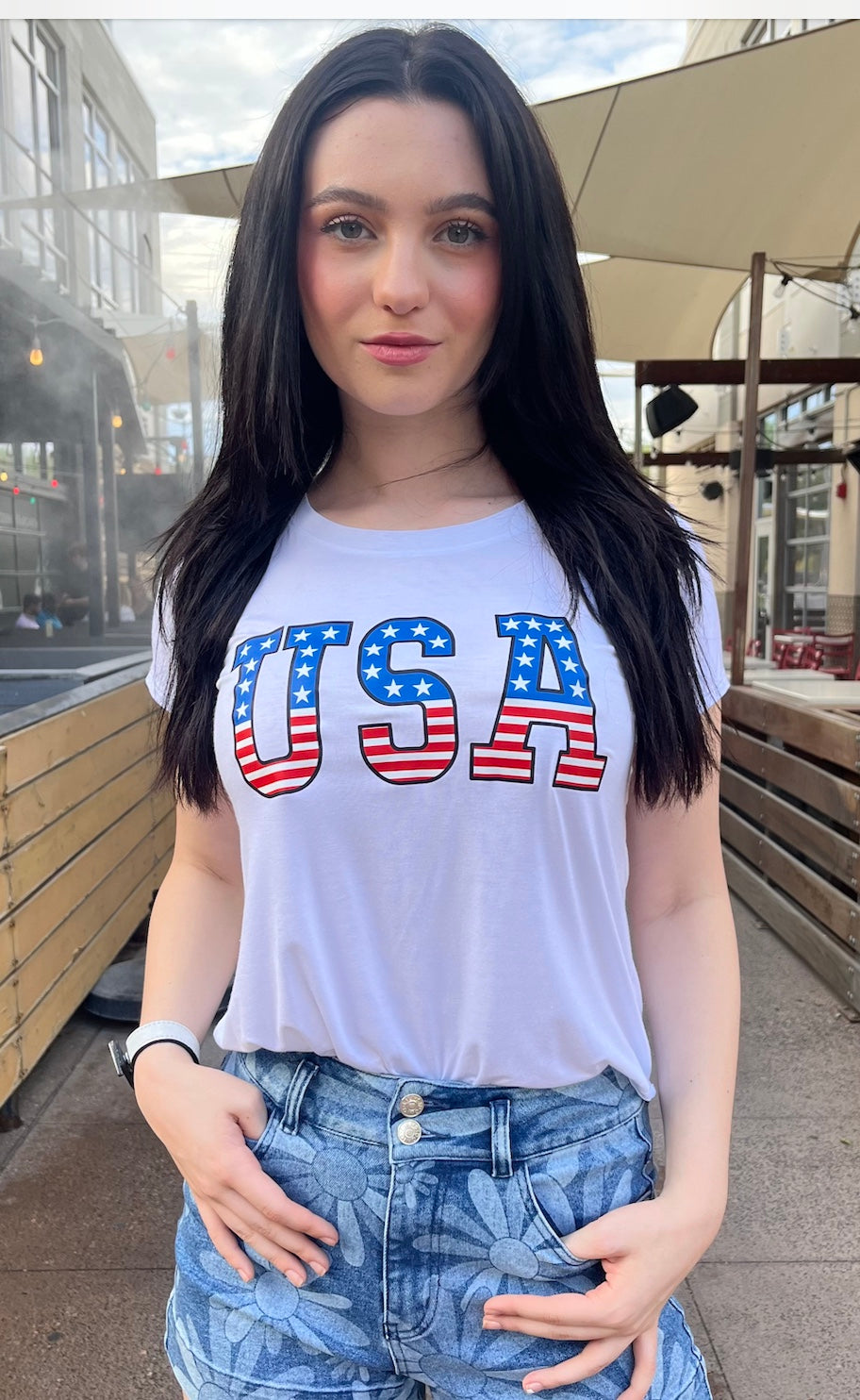 USA AMERICANA S/S CREW NECK TEE. (White) Main image