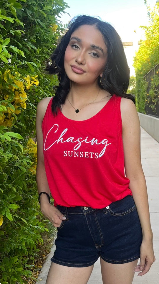 CHASING SUNSETS TANK (Red)