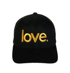 LOVE. EMBROIDERED TRUCKER HAT (Black/Gold)