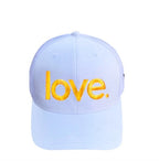 LOVE. EMBROIDERED TRUCKER HAT (White/Gold)