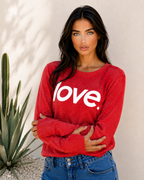 LOVE. LIGHTWEIGHT BRUSHED FLEECE PULLOVER TOP (Red)