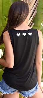 LOVE. TANK with 3 Hearts on back (Black)
