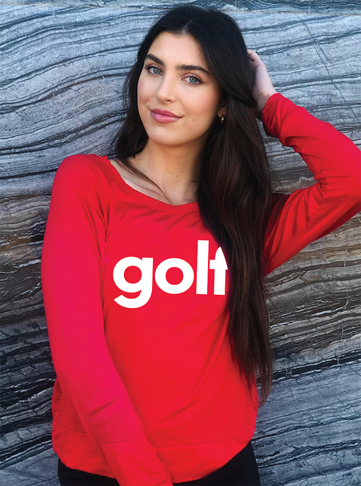 GOLF. L/S TEE with EAT, SLEEP, GOLF REPEAT on back (Red)