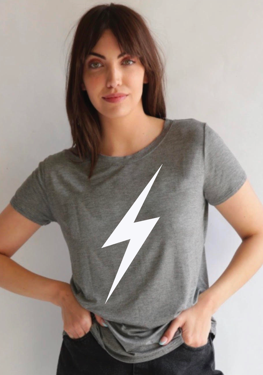 LIGHTNING BOLT S/S CREW NECK. (Charcoal)
