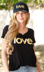 LOVE. EMBROIDERED TRUCKER HAT (Black/Gold)