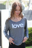 LOVE. CHARCOAL L/S OTS TOP