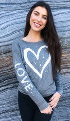 SPLATTER HEART L/S TEE (Charcoal)