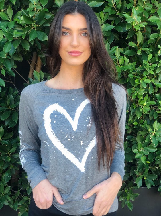 SPLATTER HEART L/S TEE (Charcoal)