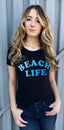 BEACH LIFE S/S CREW NECK TEE. (Black)