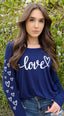 LOVE CURSIVE L/S TEE (Navy)
