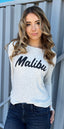 MALIBU LIGHTWEIGHT HACCI RIBBED SWEATER TOP (ASH GREY)
