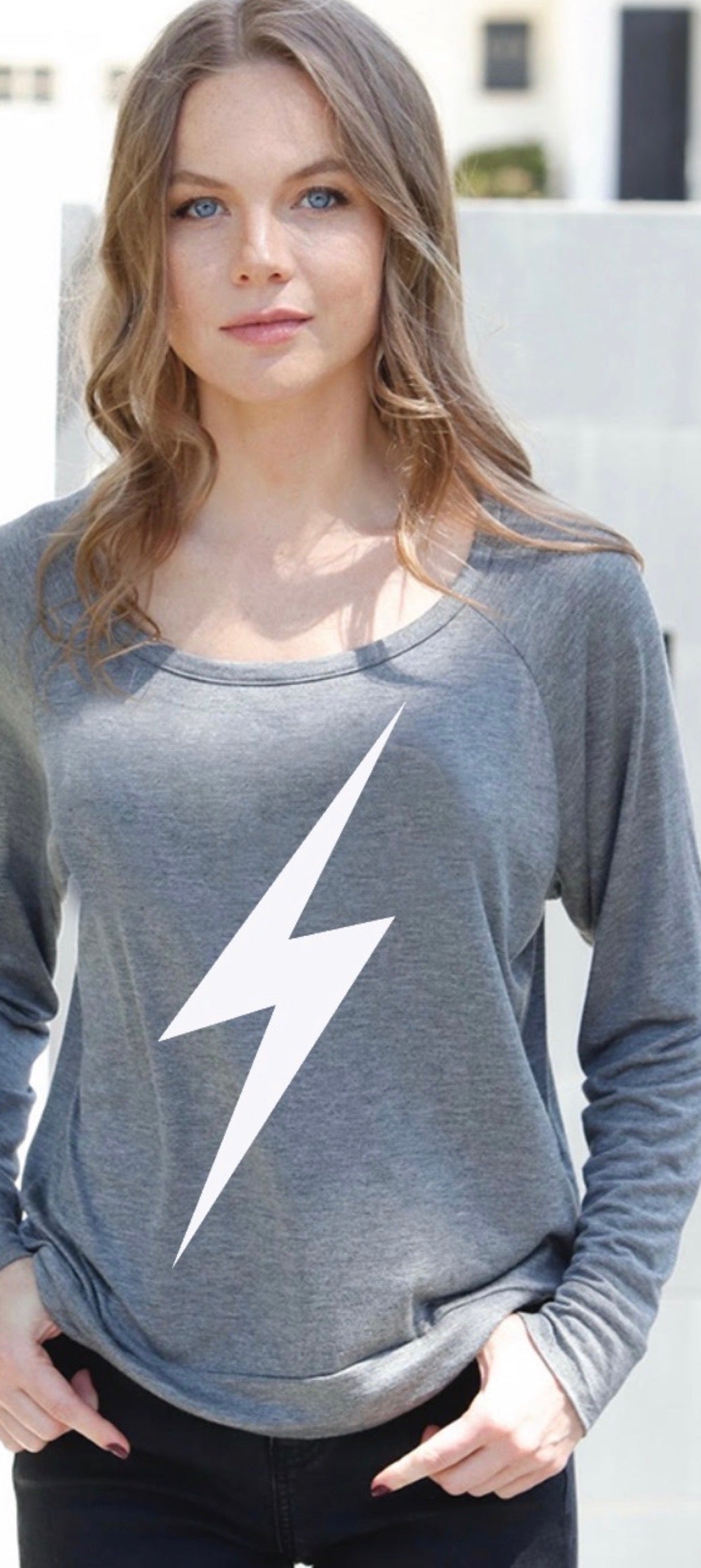 LIGHTNING BOLT L/S TEE (Charcoal)