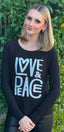 LOVE & PEACE LIGHTWEIGHT HACCI RIBBED SWEATER TOP (Black)