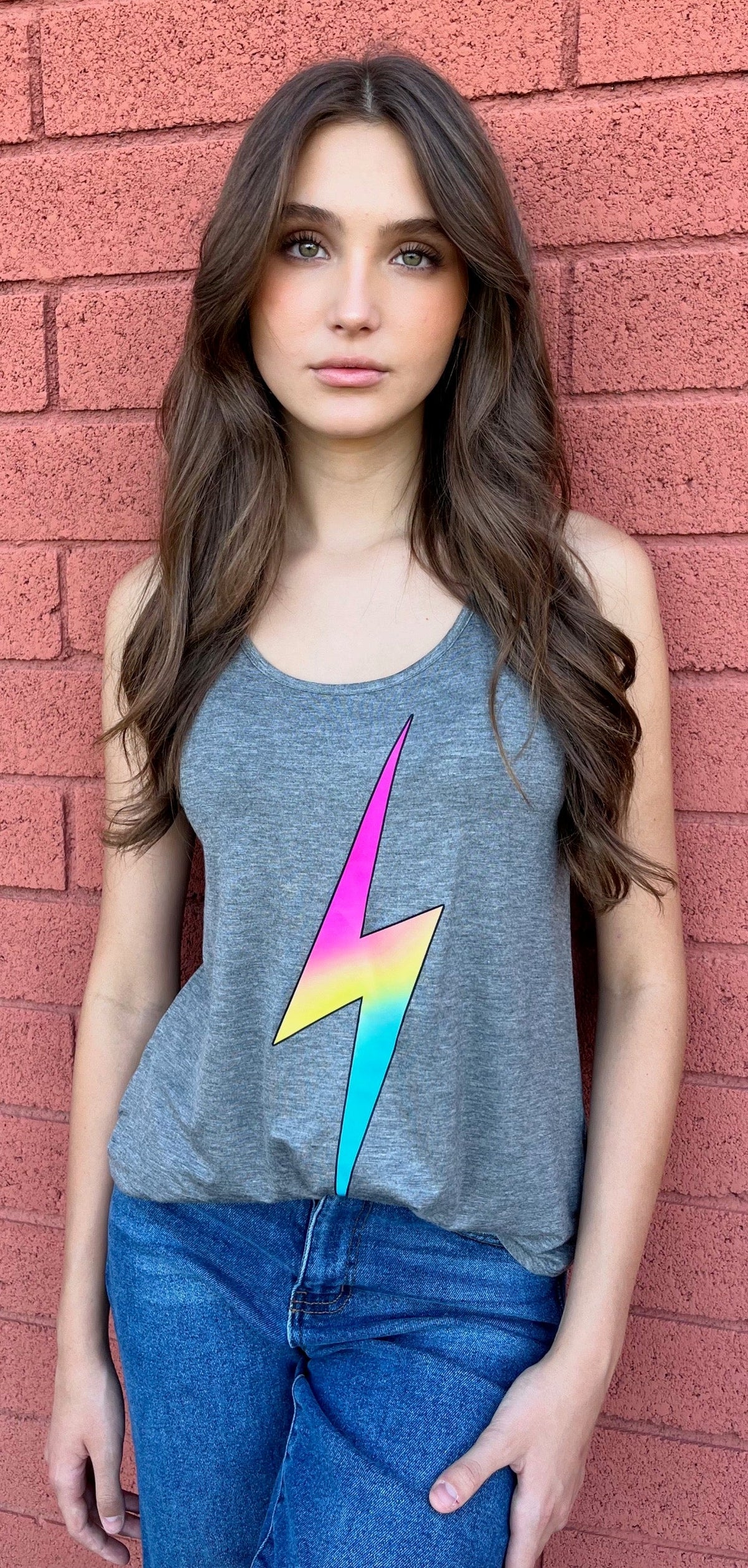 LIGHTNING BOLT TANK  (Charcoal RB) Main image
