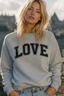 LOVE COLLEGIC EMBROIDERED UNISEX FLEECE PULLOVER TOP (Grey)