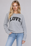LOVE COLLEGIC OULTLINE LIGHTWEIGHT FLEECE PULLOVER SWEATSHIRT (Grey)