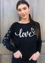 LOVE CURSIVE BLACK L/S TEE (Black)