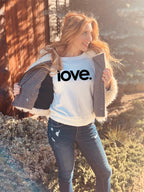 LOVE. LIGHTWEIGHT FLEECE PULLOVER SWEATSHIRT (Winter White)