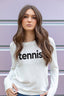 TENNIS.  LIGHTWEIGHT BRUSHED FLEECE PULLOVER TOP (White)