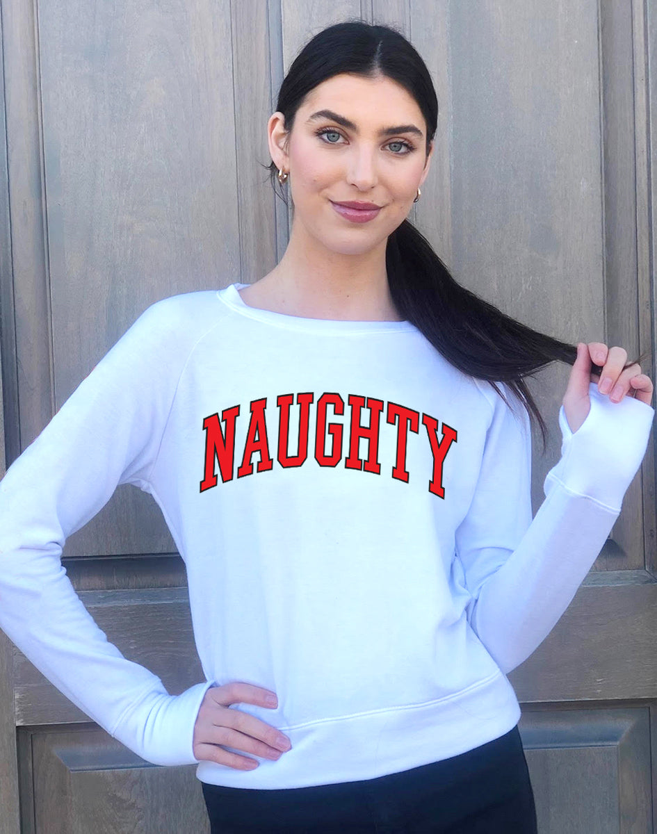 NAUGHTY LIGHTWEIGHT FLEECE SWEATSHIRT (White) Main image
